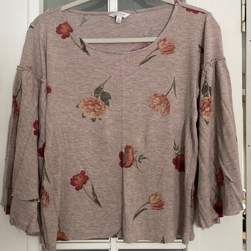 Lucky Brand women’s cropped bell sleeve floral top